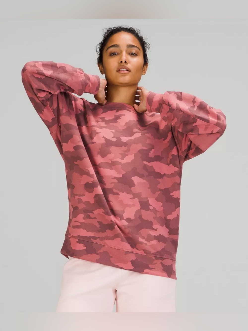 Lululemon Perfectly Oversized Crew Heritage 365 Camo Brier Rose Multi Size 6